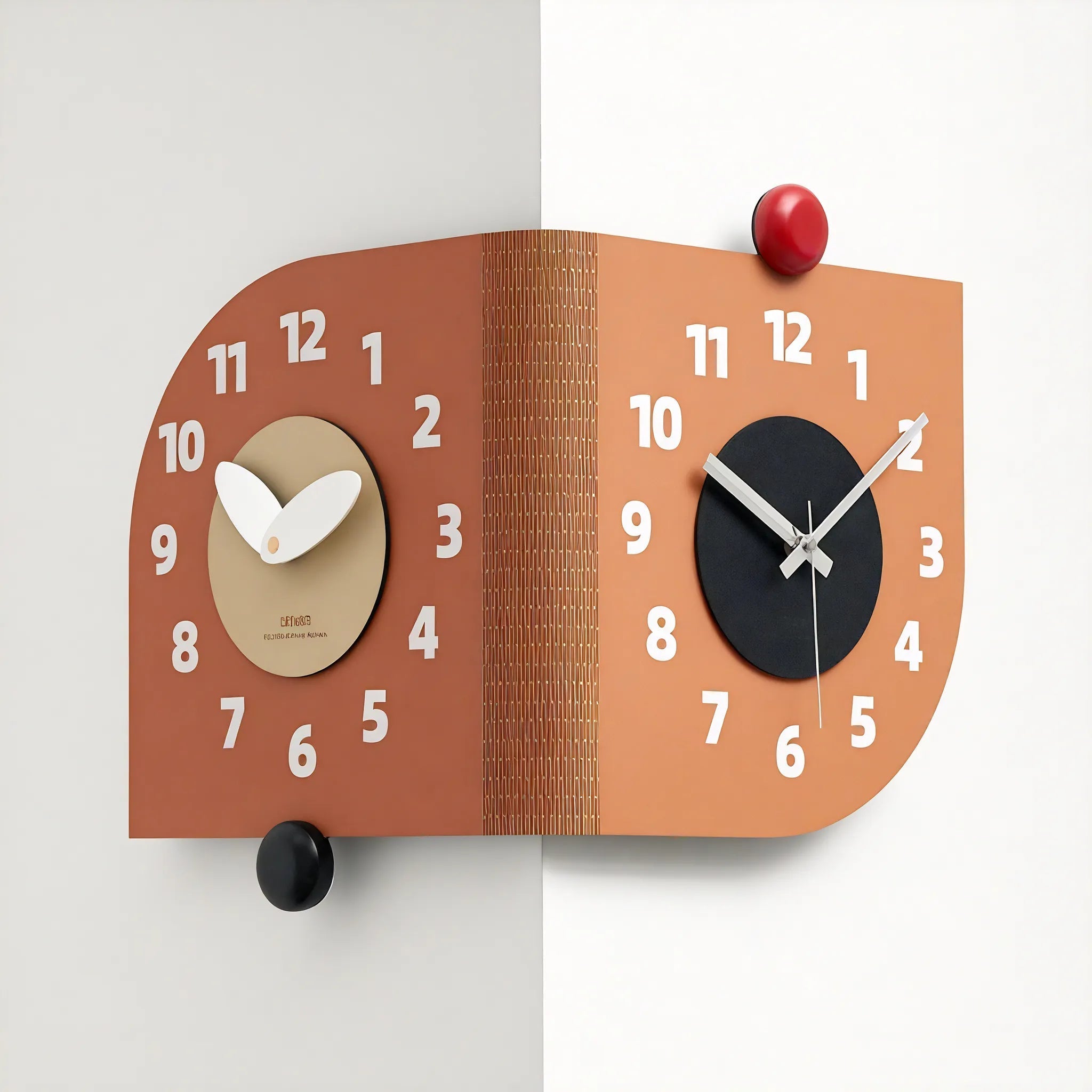 Dual-Faced Modern Wall Clock  Aescraft Orange  