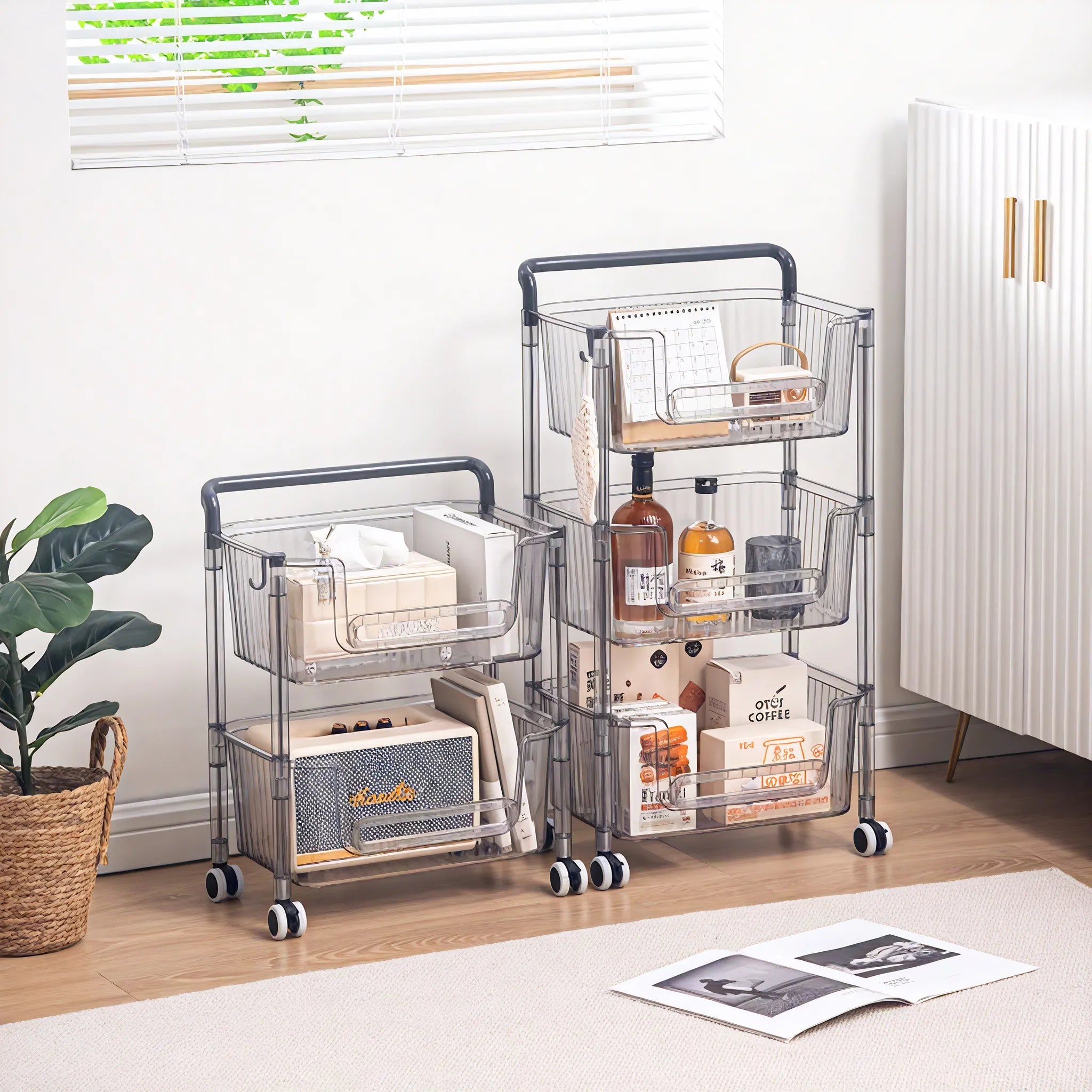 Roll & Stash: Modern Tiered Storage on Wheels Aescraft