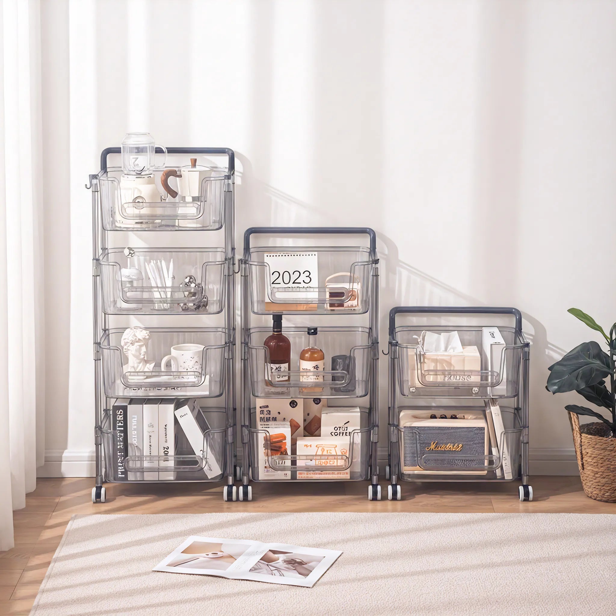 Roll & Stash: Modern Tiered Storage on Wheels Aescraft