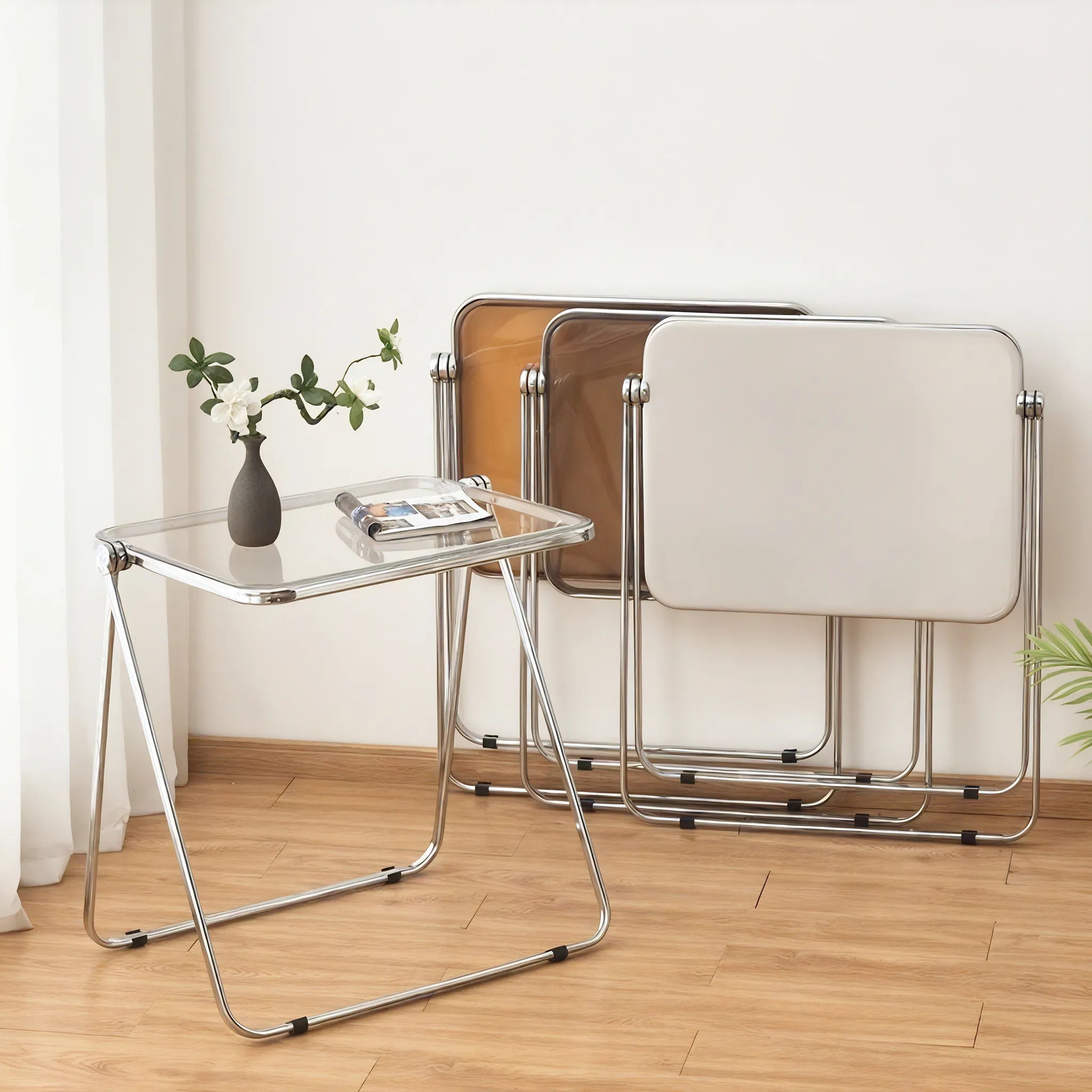 Sleek Fold: Minimalist Crystal Table  Aescraft   