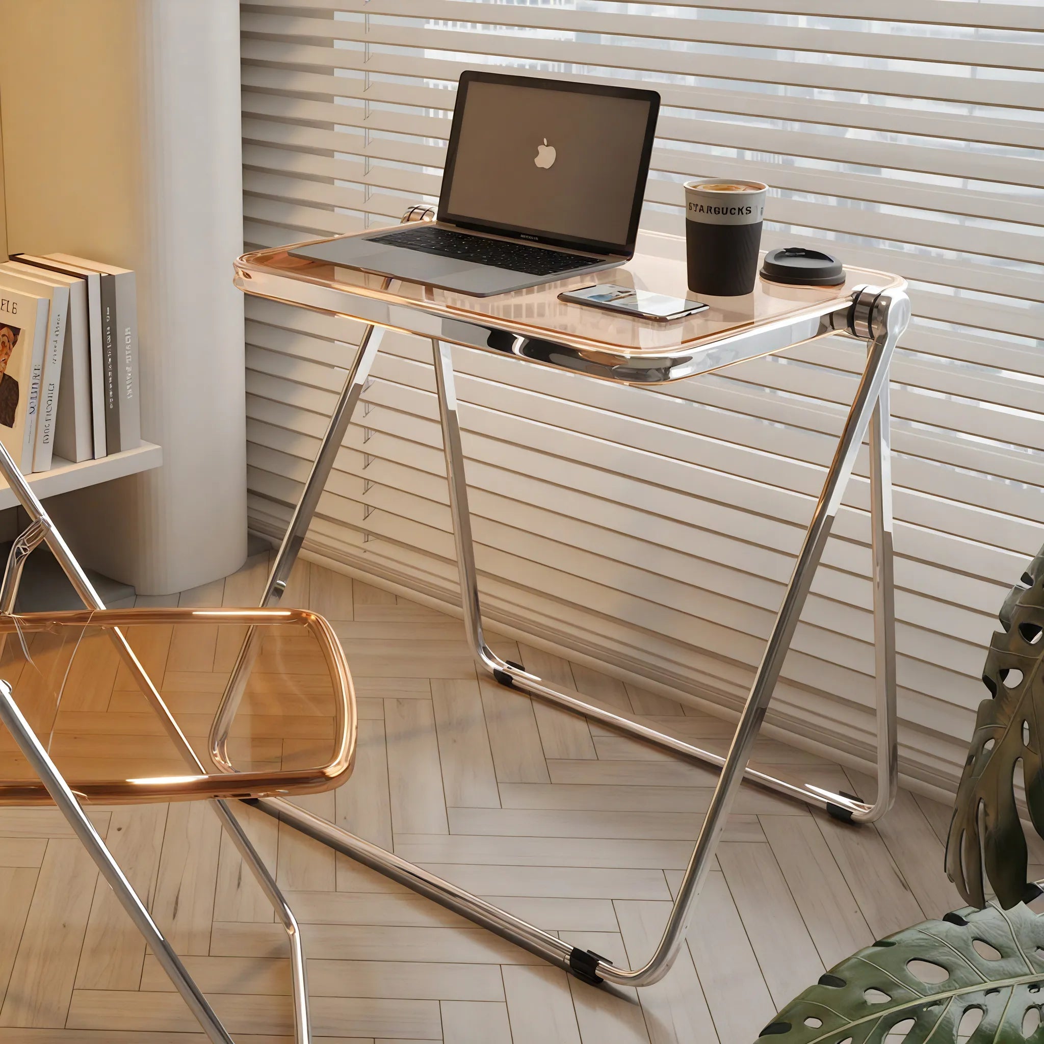 Sleek Fold: Minimalist Crystal Table  Aescraft   