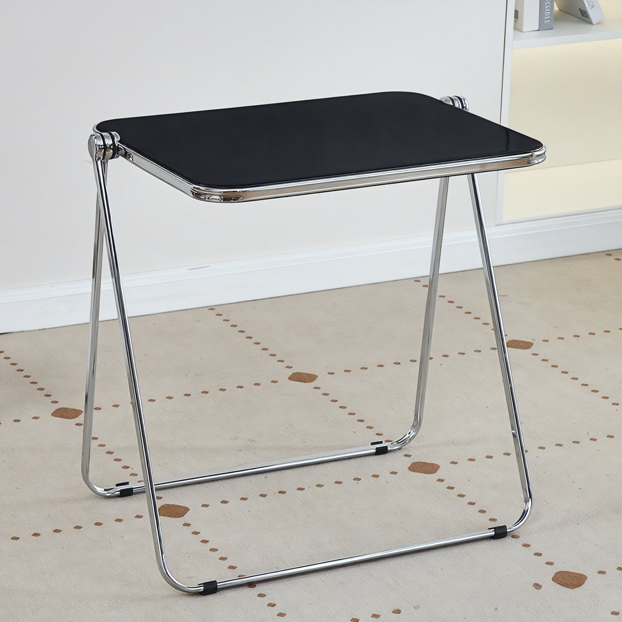 Sleek Fold: Minimalist Crystal Table  Aescraft Black  