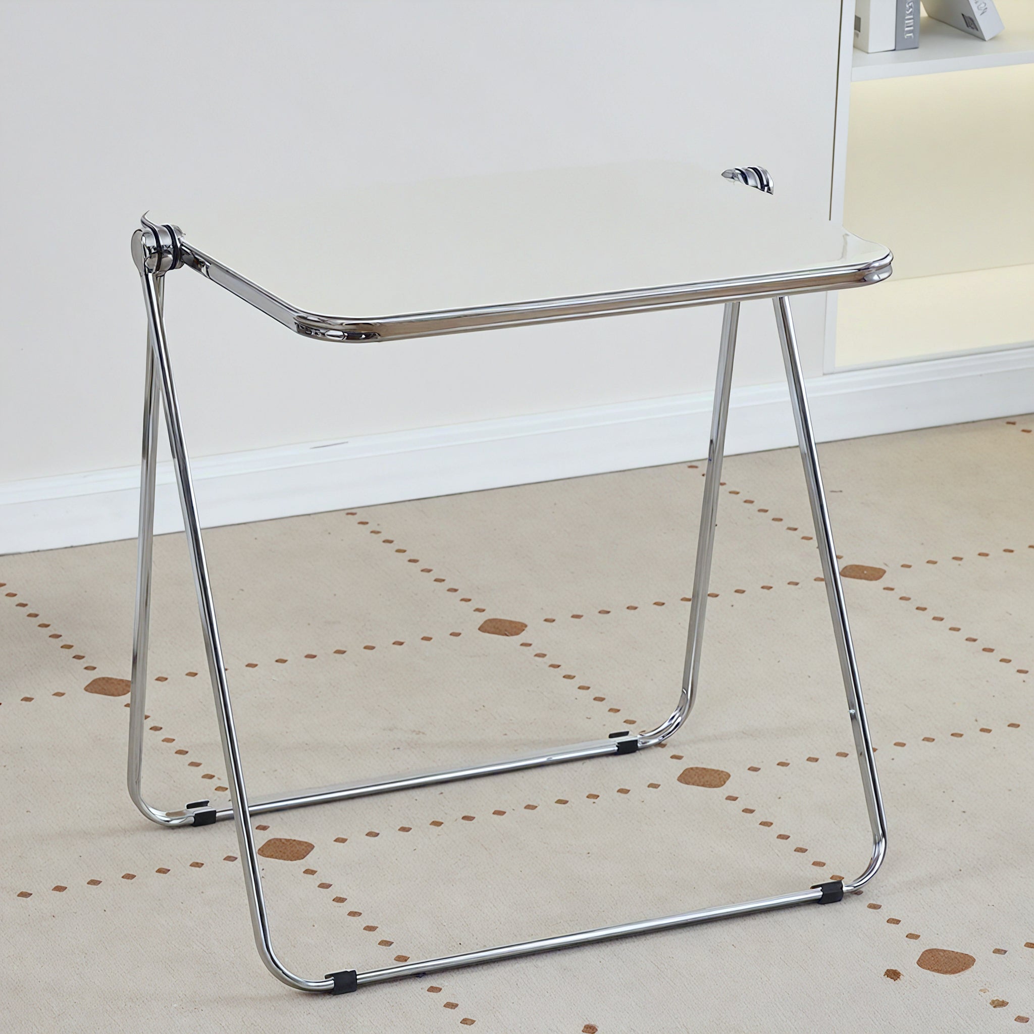 Sleek Fold: Minimalist Crystal Table  Aescraft White  