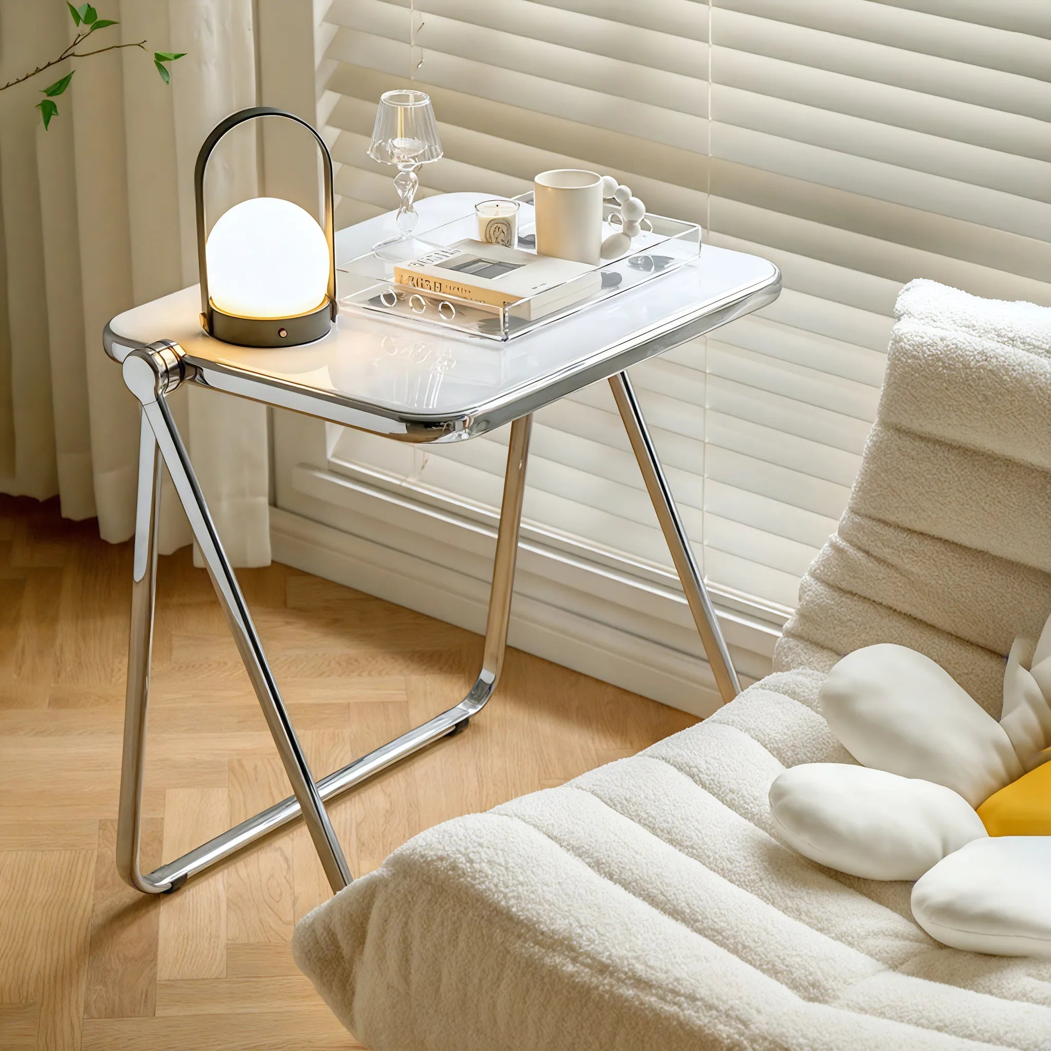 Sleek Fold: Minimalist Crystal Table  Aescraft   