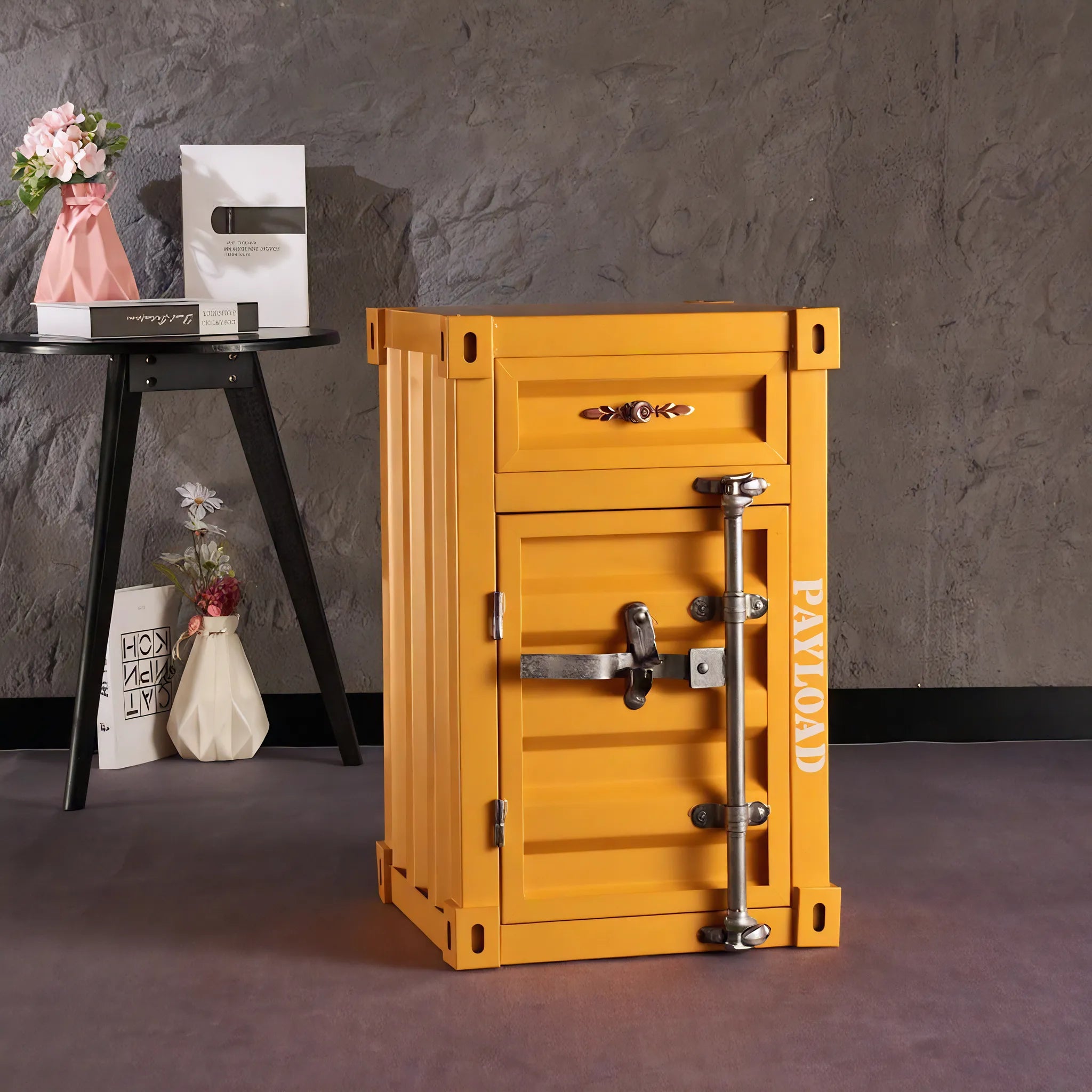 The Retro Cargo Box – Vintage Industrial Metal Cabinet Aescraft Yellow 40*38*65M