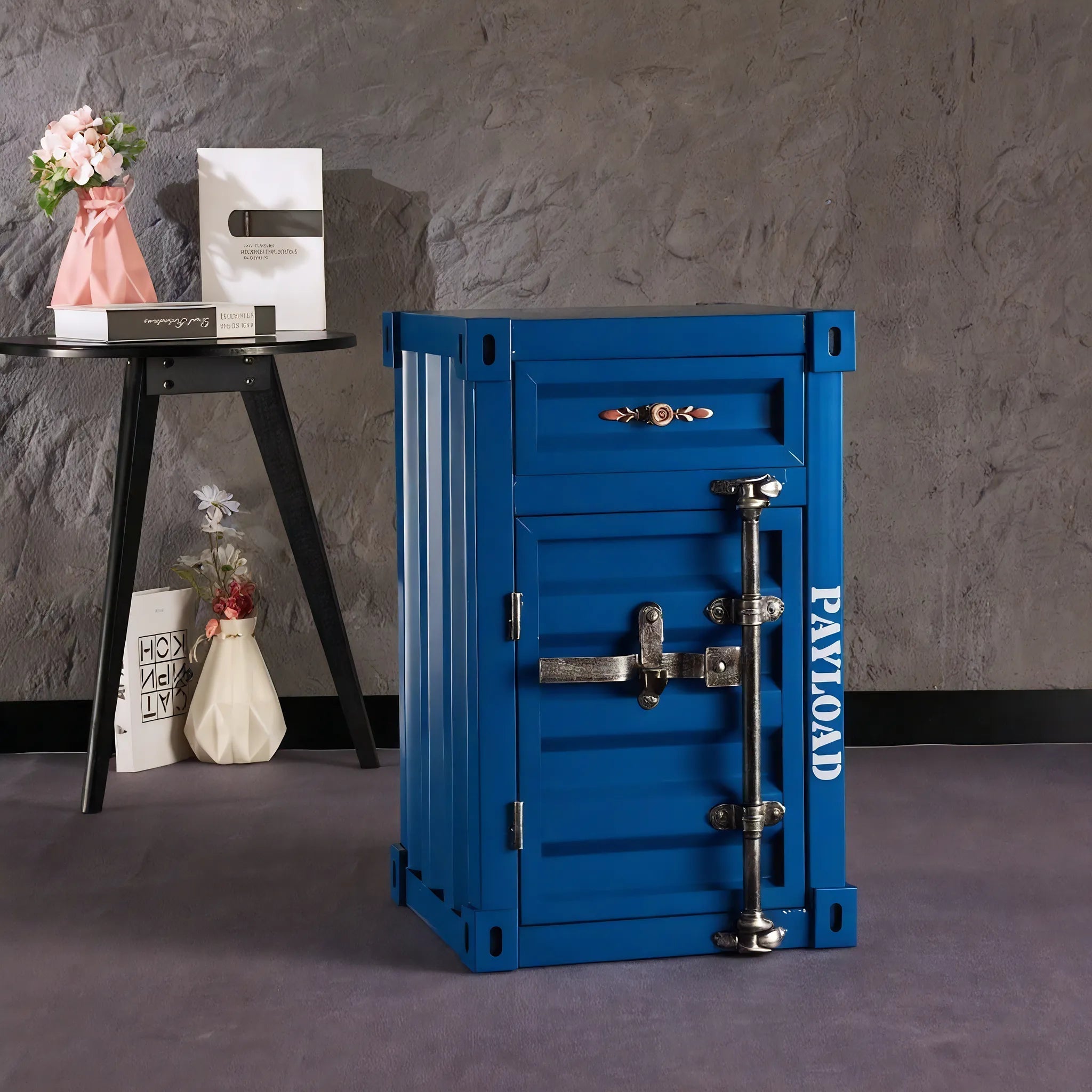The Retro Cargo Box – Vintage Industrial Metal Cabinet Aescraft Blue 40*38*65M