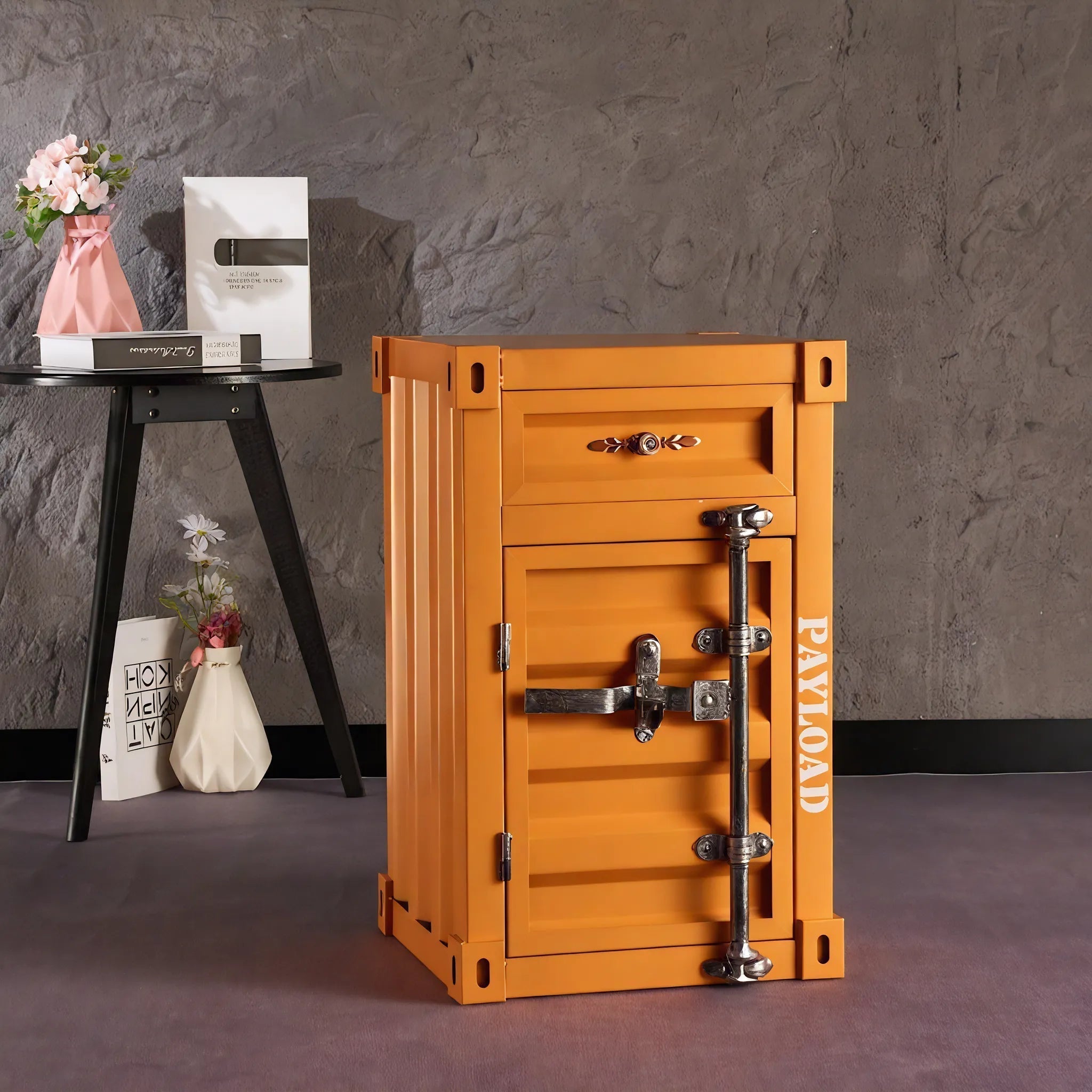 The Retro Cargo Box – Vintage Industrial Metal Cabinet Aescraft Orange 40*38*65M