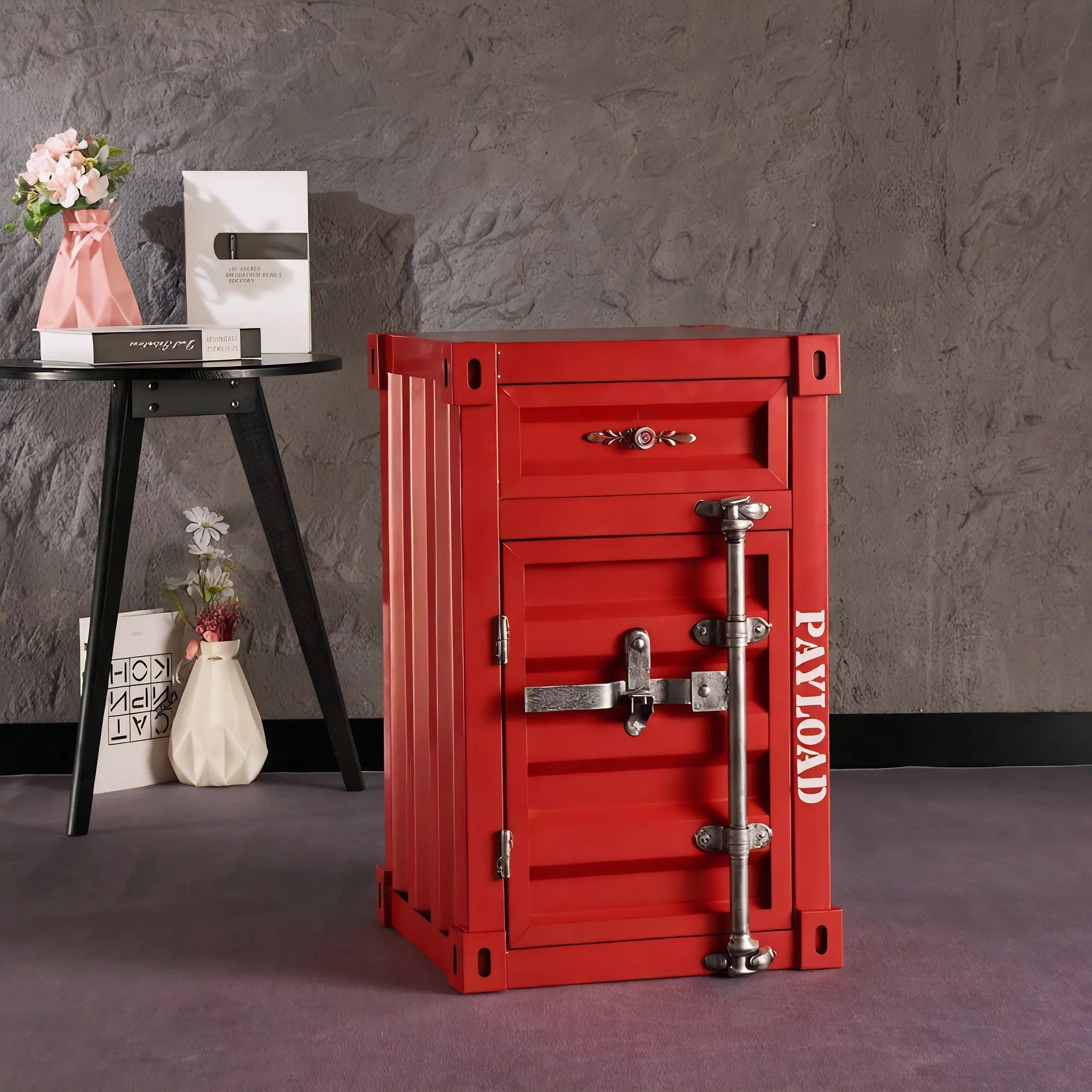 The Retro Cargo Box – Vintage Industrial Metal Cabinet Aescraft Red 40*38*65M