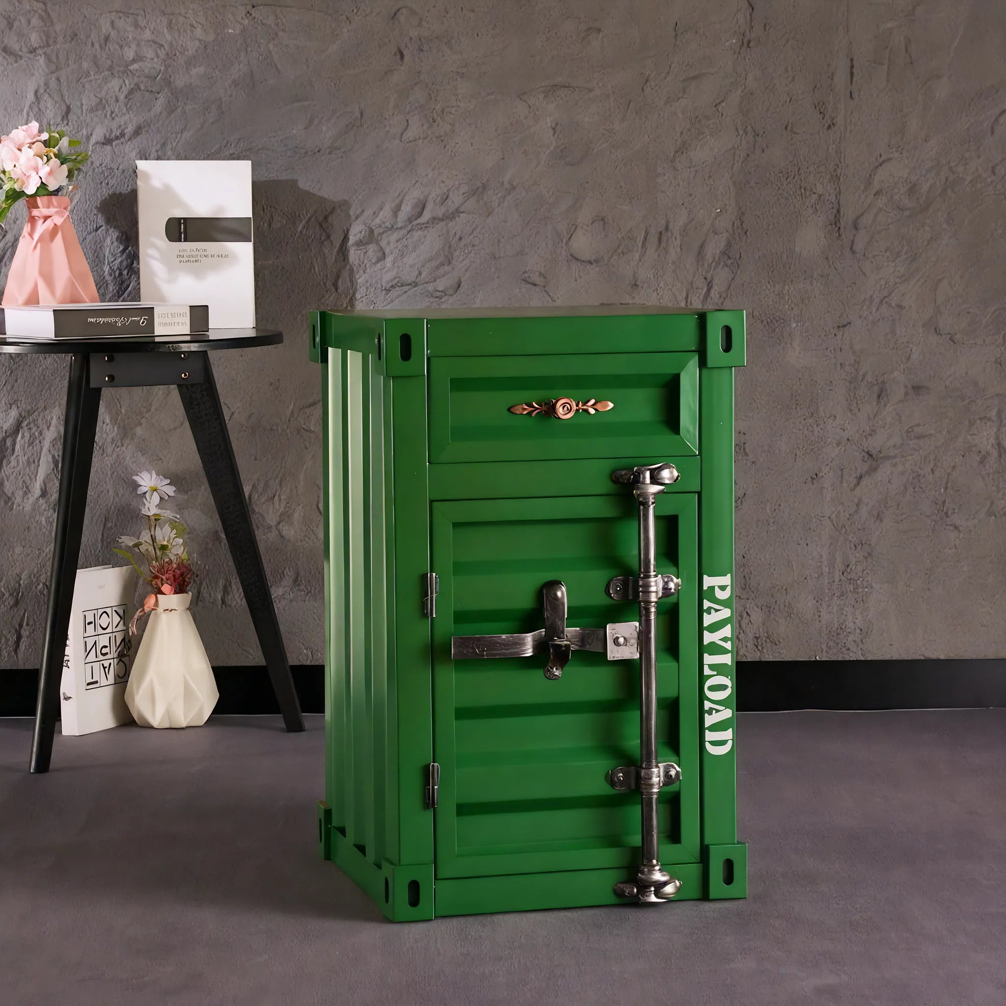 The Retro Cargo Box – Vintage Industrial Metal Cabinet Aescraft Green 40*38*65M